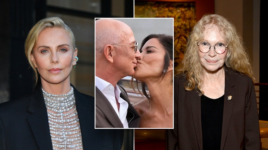 Theron Jabs Bezos’ Glitzy Wedding as Farrow Lauds Scott’s Billions in Charity