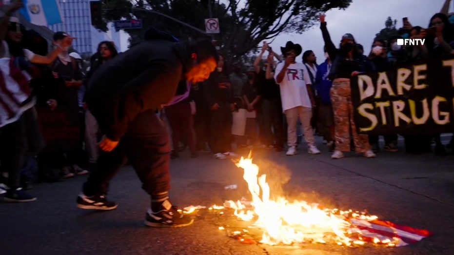 Los Angeles Protesters Burn American Flags in Anti-ICE Fury Amid Trump’s Immigration Blitz